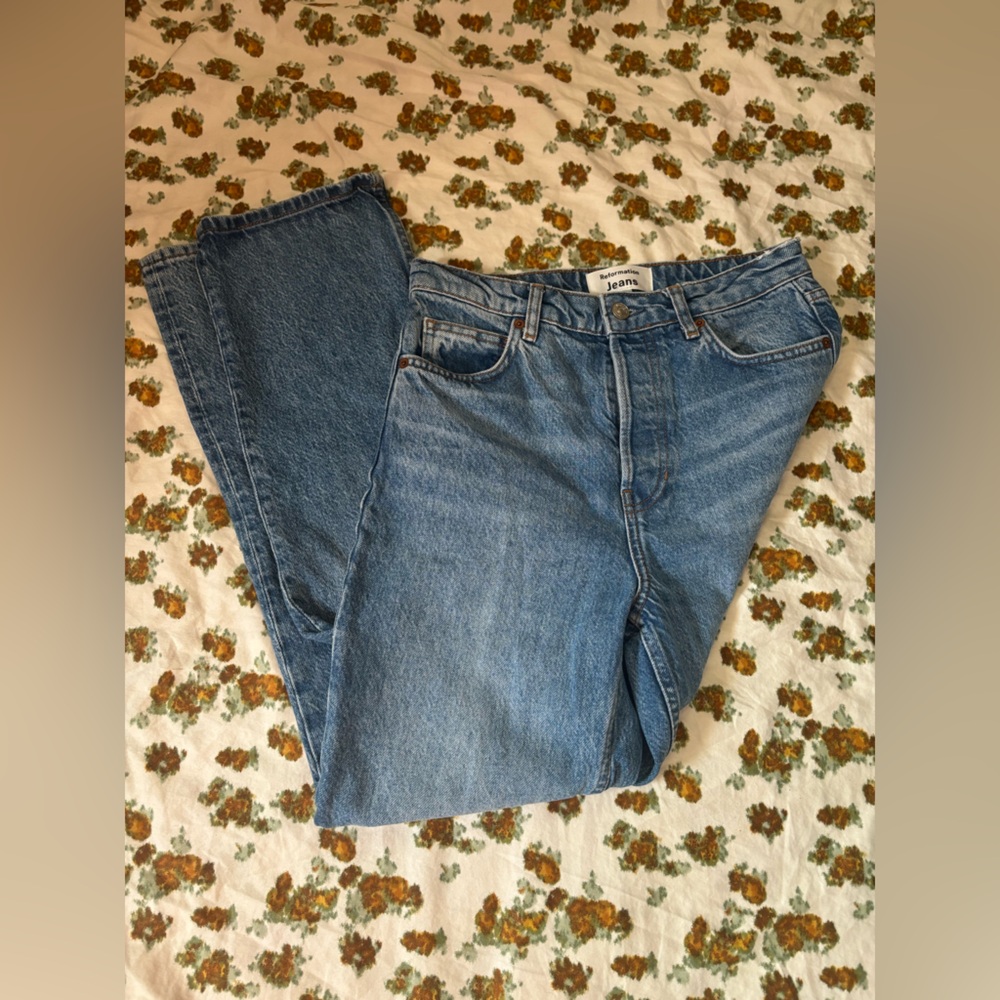 Reformation Cynthia High Rise Straight Jeans Button Fly Colorado Wash Size 26 - Picture 8 of 16